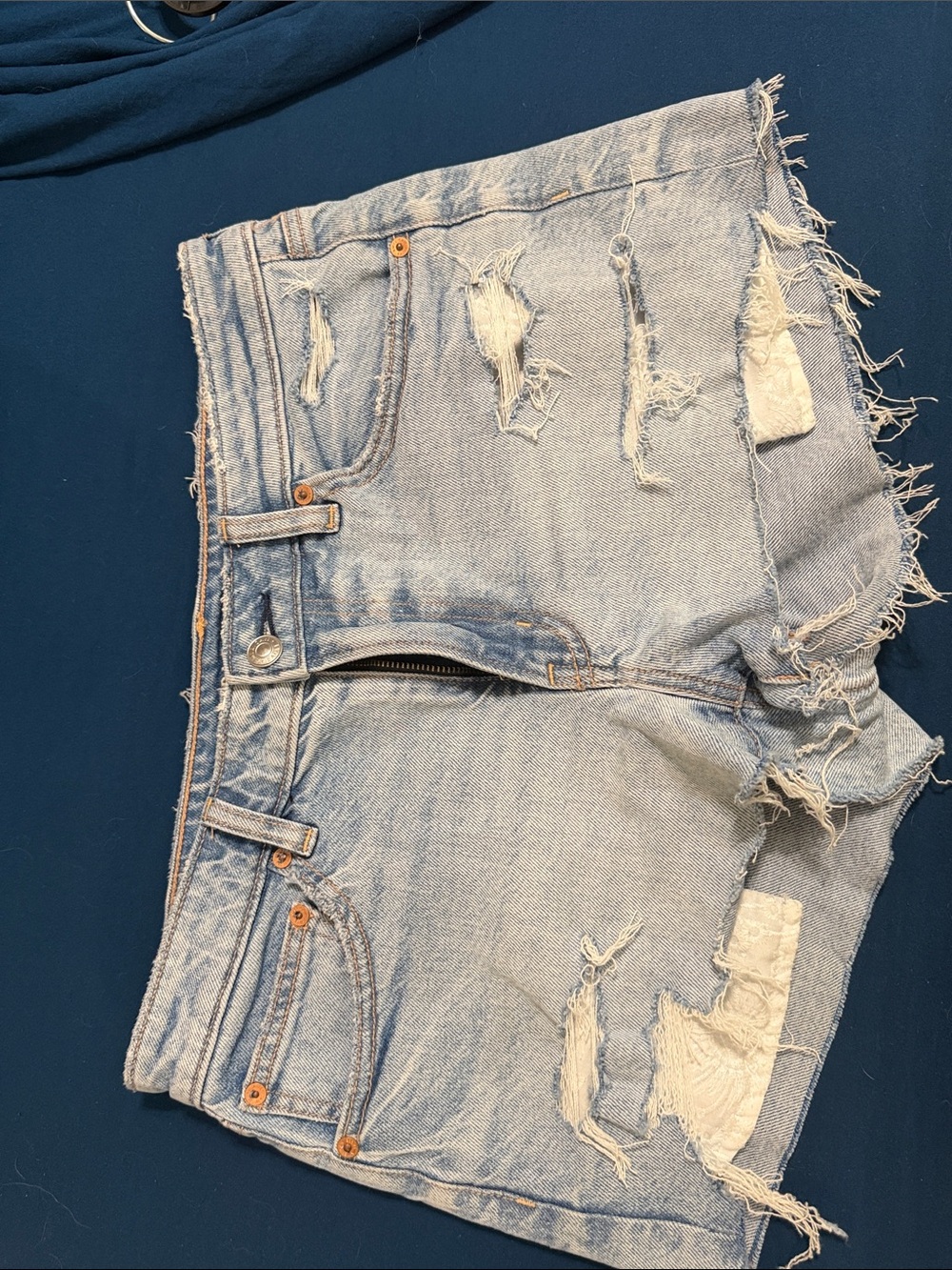 American Eagle Outfitters Light Blue Distressed Denim Shorts